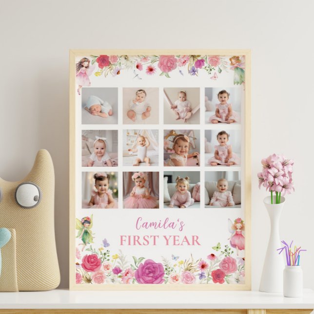 Fairy Blommigt First Year Photo Milestone Poster (Skapare uppladdad)