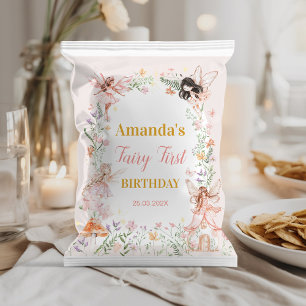 Fairy Blommigt Garden Birthday Chip Bag Wrapper Reklamblad