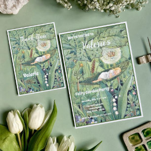 Fairy Blommigt Garden Enchanted Forest Girl Birthd Inbjudningar