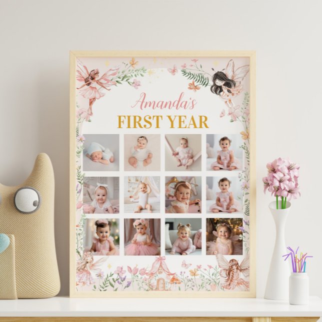 Fairy Blommigt Garden First Year Photo Milestone Poster (Skapare uppladdad)