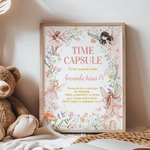Fairy Blommigt Garden Födelsedagsfest Time Capsule Poster
