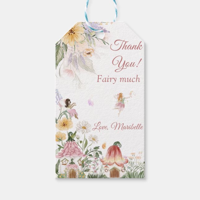 Fairy Blommigt Girl Födelsedagsfest Gift Märkres Presentetikett (Framsidan)