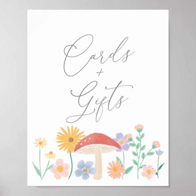 Fairy Blommigt Girl Födelsedagskort och Gifts Sign Poster (Framsidan)