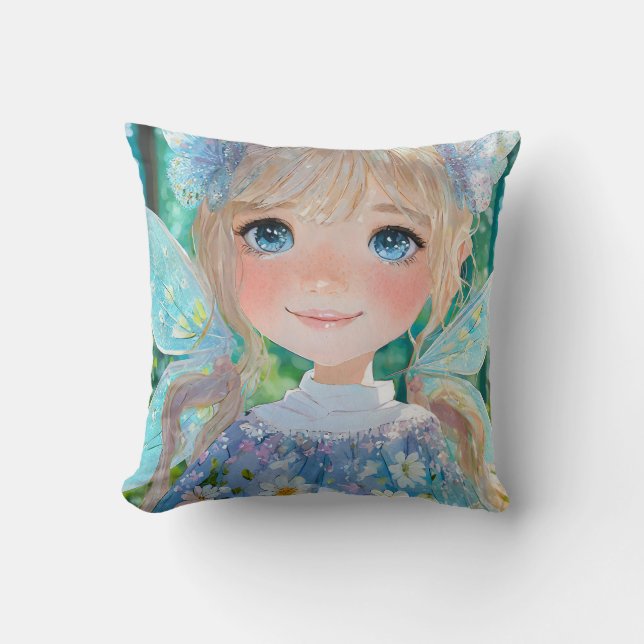 Fairy Blue färger konst väggdekor Kudde (Framsida)
