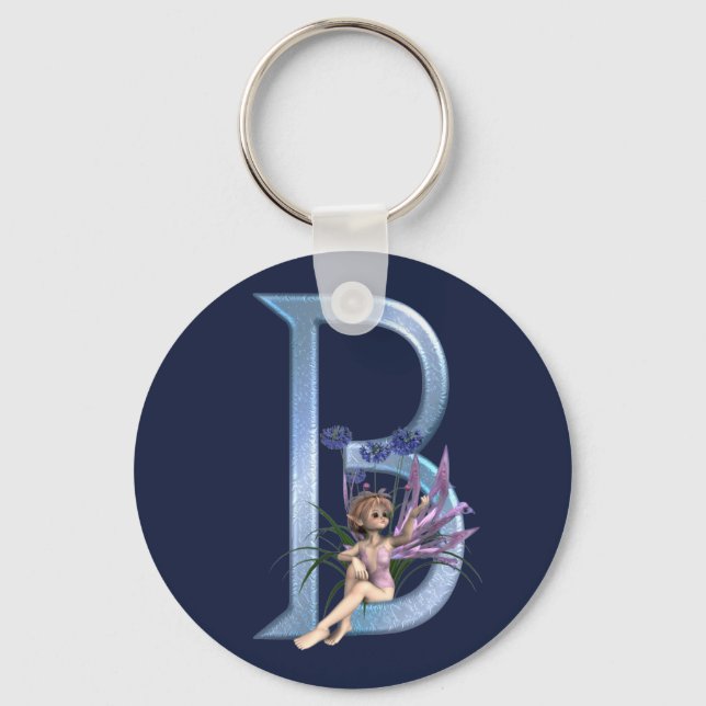 Fairy Blue Monogram B Nyckelring (Framsida)