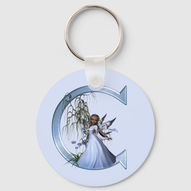 Fairy Blue Monogram C Nyckelring (Framsida)