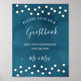 Fairy Bokeh String Ljus Bröllop Guestbook Poster