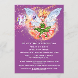 Fairy butterfly princess pony Magy glitter flickor Inbjudningar