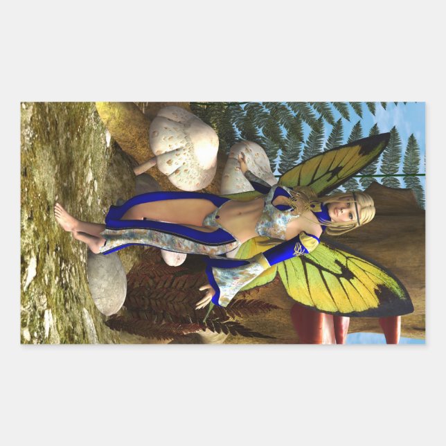 Fairy Butterfly Rektangulärt Klistermärke (Framsida)