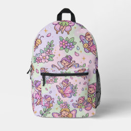 Fairy Butterfly Ryggsäck – Pastell Trädgårdsmönste