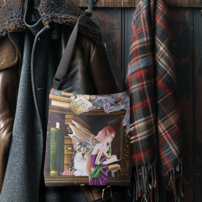 Fairy Cats Bokar Bibliotek Fantasy Axelväska (Skapare uppladdad)