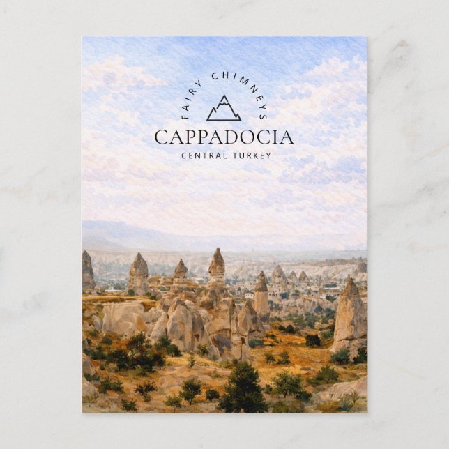 Fairy Chimneys Cappadocia | Turkiet Akvarell Helg Vykort (Framsida)