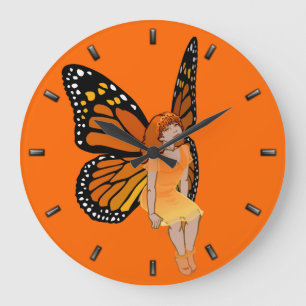 Fairy Clock Butterfly Älvors Wall Clock Fairy Art Stor Klocka