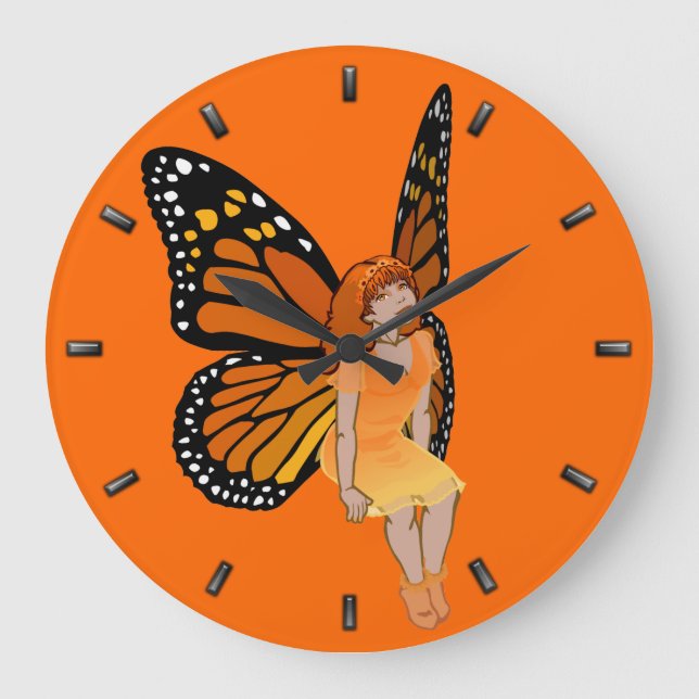 Fairy Clock Butterfly Älvors Wall Clock Fairy Art Stor Klocka (Framsida)