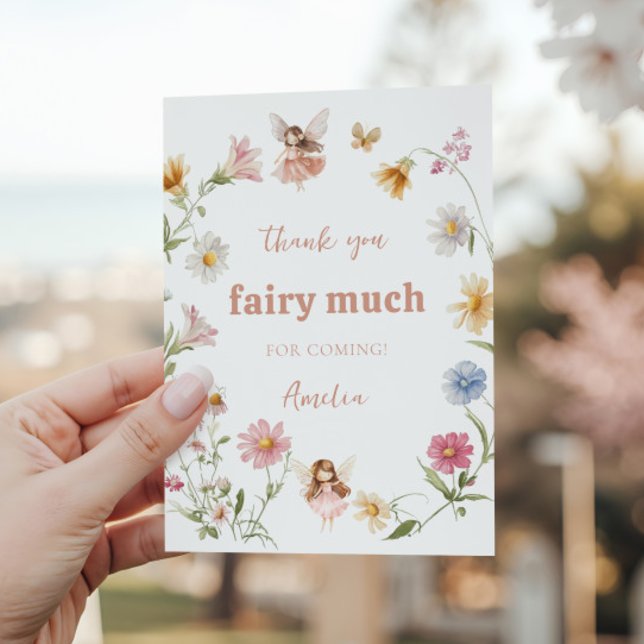 Fairy Colorful Widflower Girl 1st Birthday Tack Kort (Skapare uppladdad)