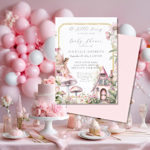 Fairy Cottage Blommigt Mushroom Girl Baby Shower Inbjudningar