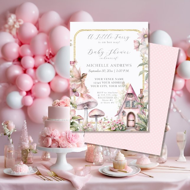 Fairy Cottage Blommigt Mushroom Girl Baby Shower Inbjudningar (Skapare uppladdad)