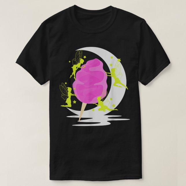 Fairy Cotton Candy Floss Night Måne T Shirt (Design framsida)