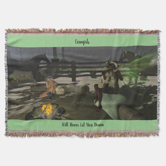 Fairy Cowgirl Campfire Sång Throw Blanket 54"x38" Filt (Framsidan)