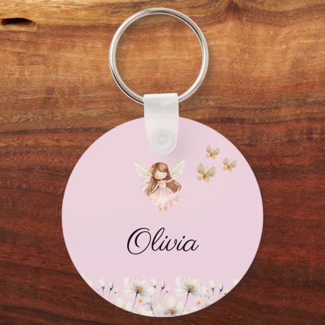 Fairy Cute Garden Enchanted Personlig Namn Nyckelring (Framsida)