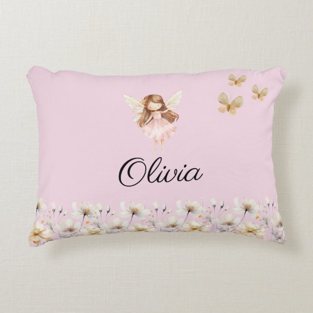 Fairy Cute Garden Enchanted Personlig Namn Prydnadskudde (Framsidan)