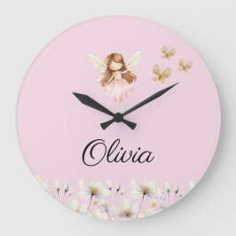 Fairy Cute Garden Enchanted Personlig Namn Stor Klocka