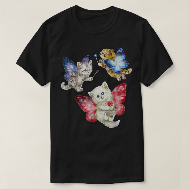 Fairy Cute Kitten Fly A Butterfly Cat Kitten T Shirt (Design framsida)
