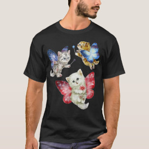 Fairy Cute Kitten Fly A Butterfly Cat Kitten T Shirt
