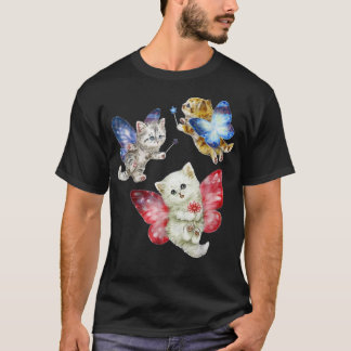 Fairy Cute Kitten Fly A Butterfly Cat Kitten T Shirt