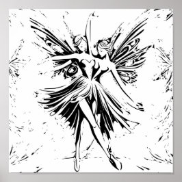 Fairy Dance Black och White Teckning Poster
