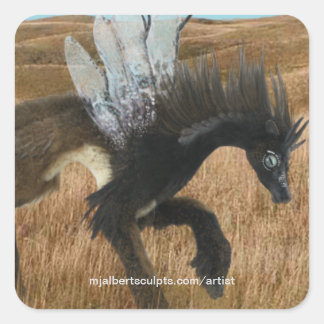 Fairy Deer Dragon Fantasy Creature - Stickers Fyrkantigt Klistermärke