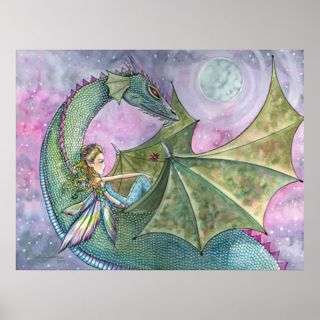 Fairy Dragon Affischtryck av Molly Harrison Poster (Framsidan)