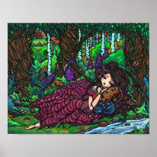 Fairy Dragon Fantasy Forest Art Poster