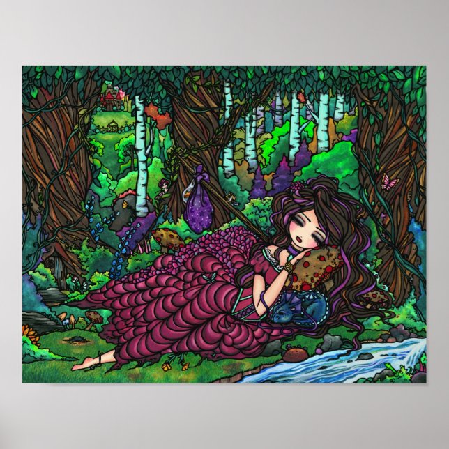 Fairy Dragon Fantasy Forest Art Poster (Framsidan)
