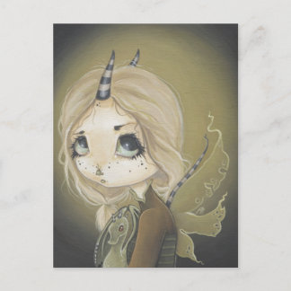 Fairy Dragon vycard grönt Vykort