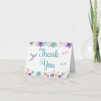 Fairy Dragonfly Floral Thank Card Tack Kort