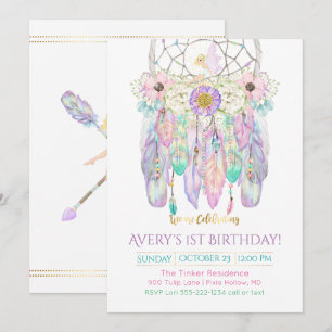 Fairy Dream Catcher Boho Feathers-pilar Inbjudningar