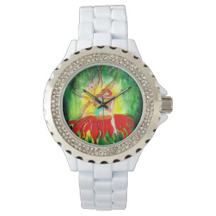 FAIRY DREAMING ON A RED FLOWER ARMBANDSUR