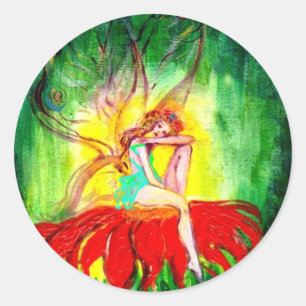 FAIRY DREAMING ON FLOWER RUNT KLISTERMÄRKE