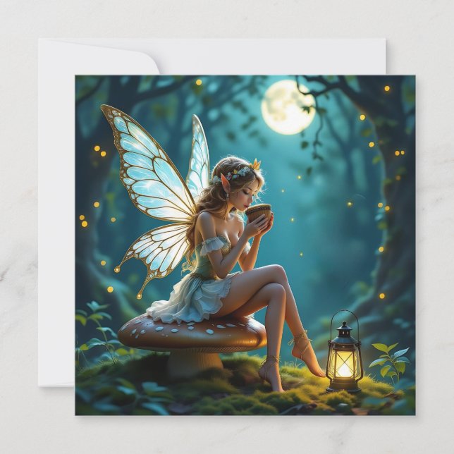 Fairy Drinking Coffee Enchanted Forest (Framsida)