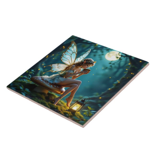 Fairy Drinking Coffee Enchanted Forest Kakelplatta (Sidan)