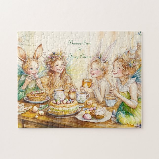 Fairy Easter Tea Party Bunny Springtime Fun Pussel (Horisontell)