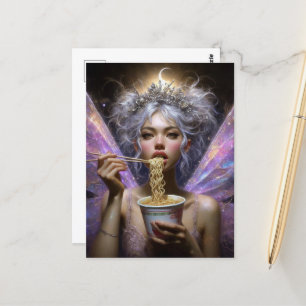 Fairy Eating Ramen Vykort