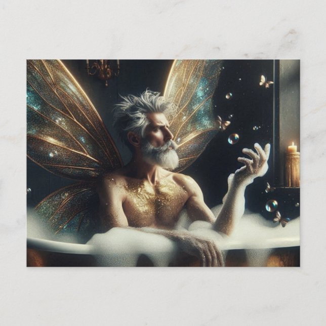 Fairy Elder Male tar en bath Vykort (Framsida)