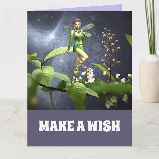 FAIRY ELF GIRL FOREST BIRTHDAY Greeting Card Kort (Framsida)