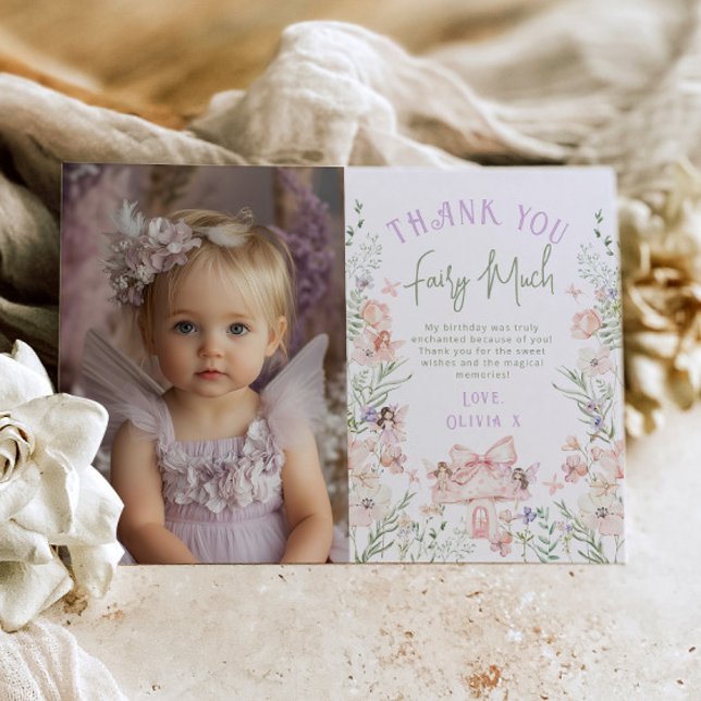 Fairy Enchanted Birthday Photo Thank you card Inbjudningar (Skapare uppladdad)