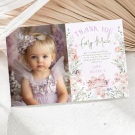 Fairy Enchanted Birthday Photo Thank you card Inbjudningar