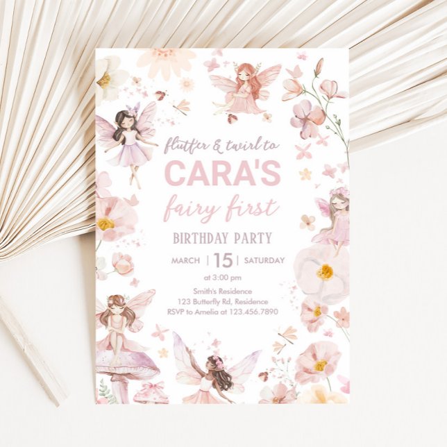 Fairy Enchanted Garden Födelsedagsfest Inbjudningar (Enchanted Garden Fairy Birthday Party Invitation)