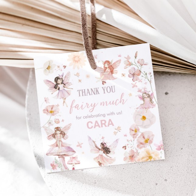 Fairy Enchanted Garden Födelsedagsfest Square Gåvor Etiketter (Enchanted Garden Fairy Birthday Party Square Favor Tags)