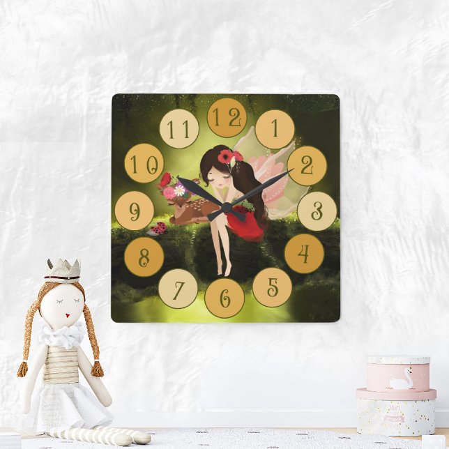 Fairy Enchanted World Large Clock Fyrkantig Klocka (Skapare uppladdad)
